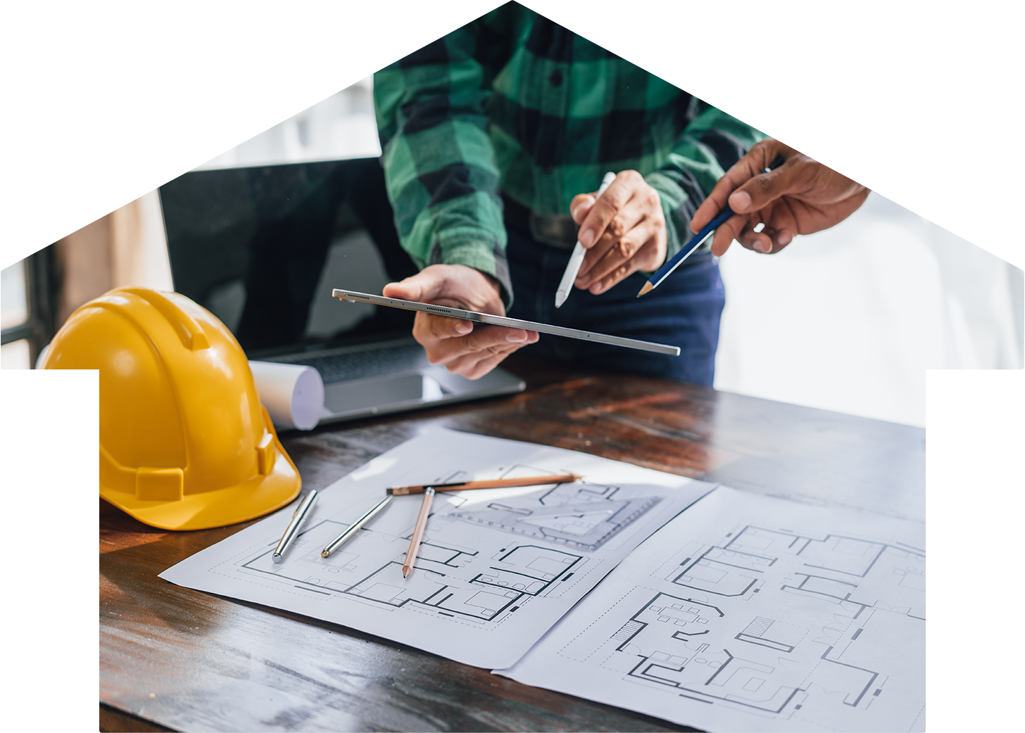 Blueprints on a table