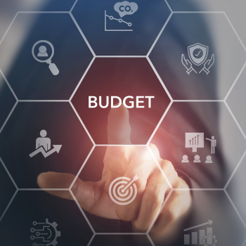 A new-age translucent screen with icons and the words 