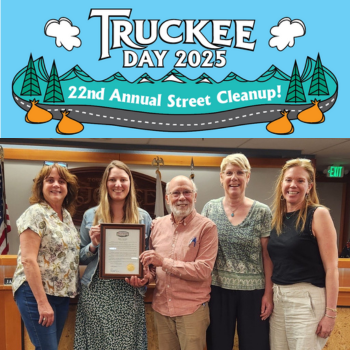 Truckee Day 2025 logo with a photo of proclamation presentation below it. 